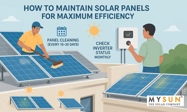 How to Maintain Solar Panels for Maximum Efficiency – Maintenance Guide by MYSUN